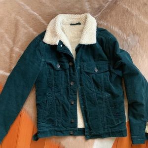 Green corduroy sherpa jacket